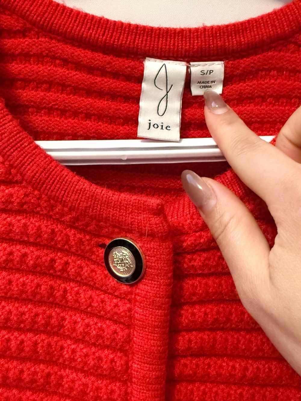 Joie Red Ribbed Button-Front Cardigan - Picture 2 of 5